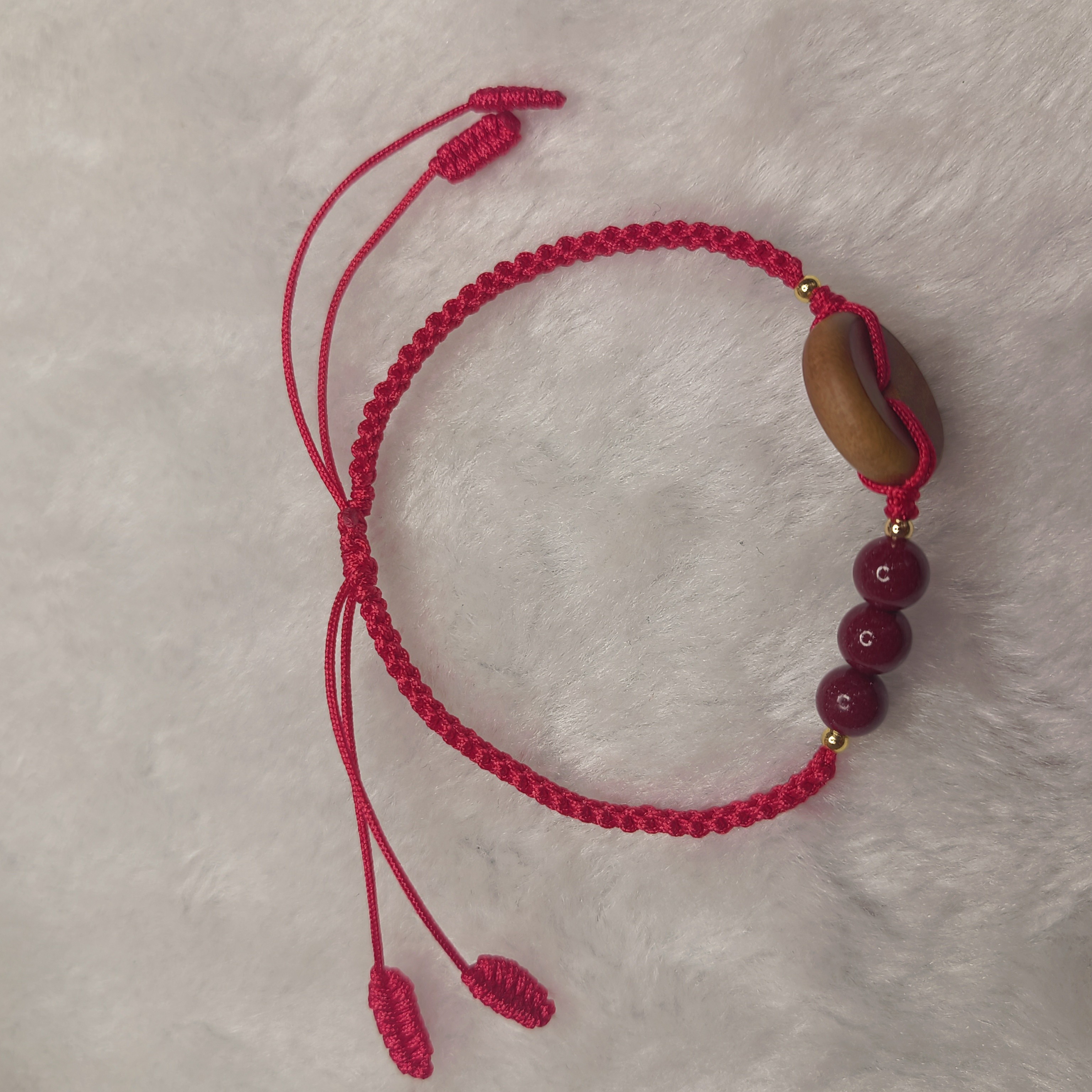 桃木平安扣红绳编织适合宝宝孕妇红色