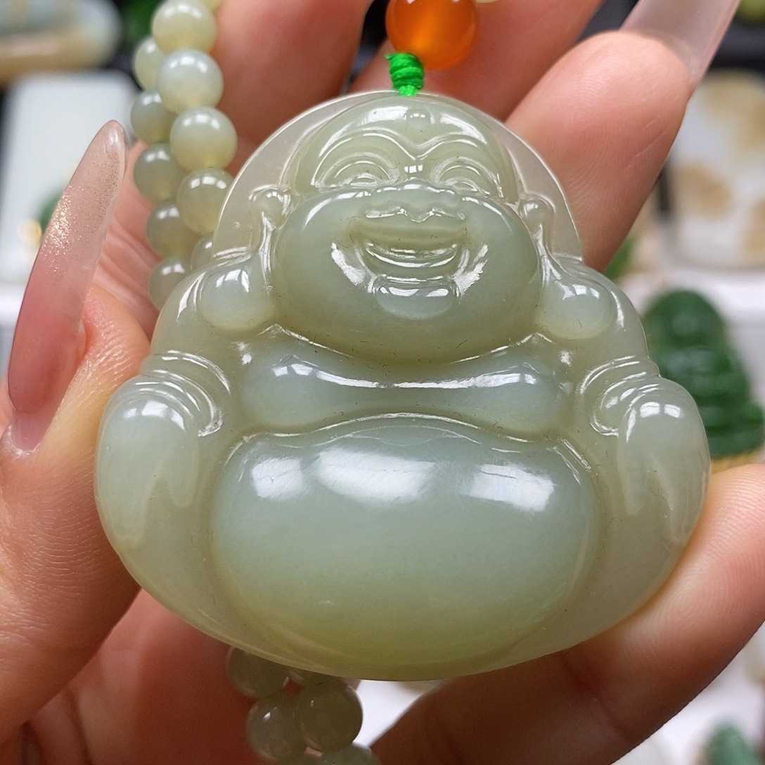 和田玉颈饰银S925镶嵌