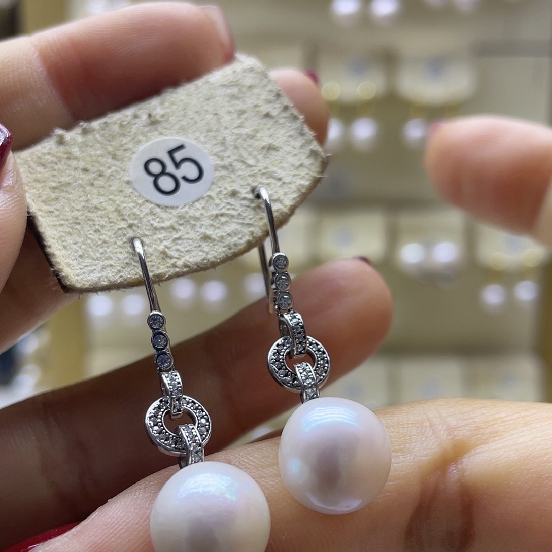 淡水珍珠耳饰银S925镶嵌