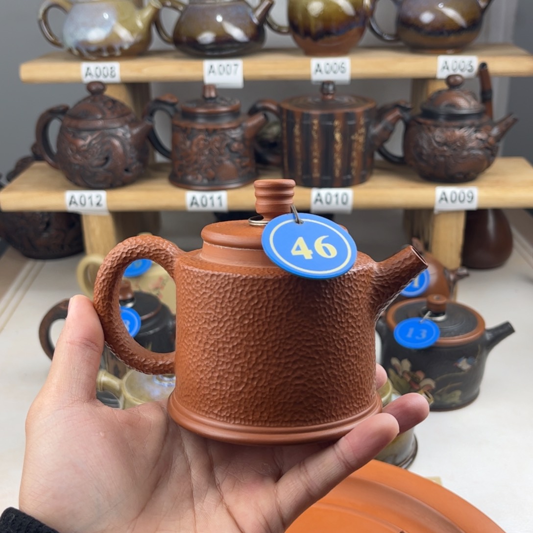壶230cc复烧锤纹德钟，建水紫陶老手艺人全手工制作