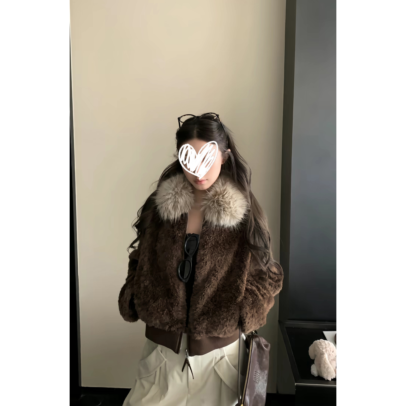 暖冬咩咩大毛领短款环葆羊羔毛保暖外套韩版宽松休闲上衣冬01089