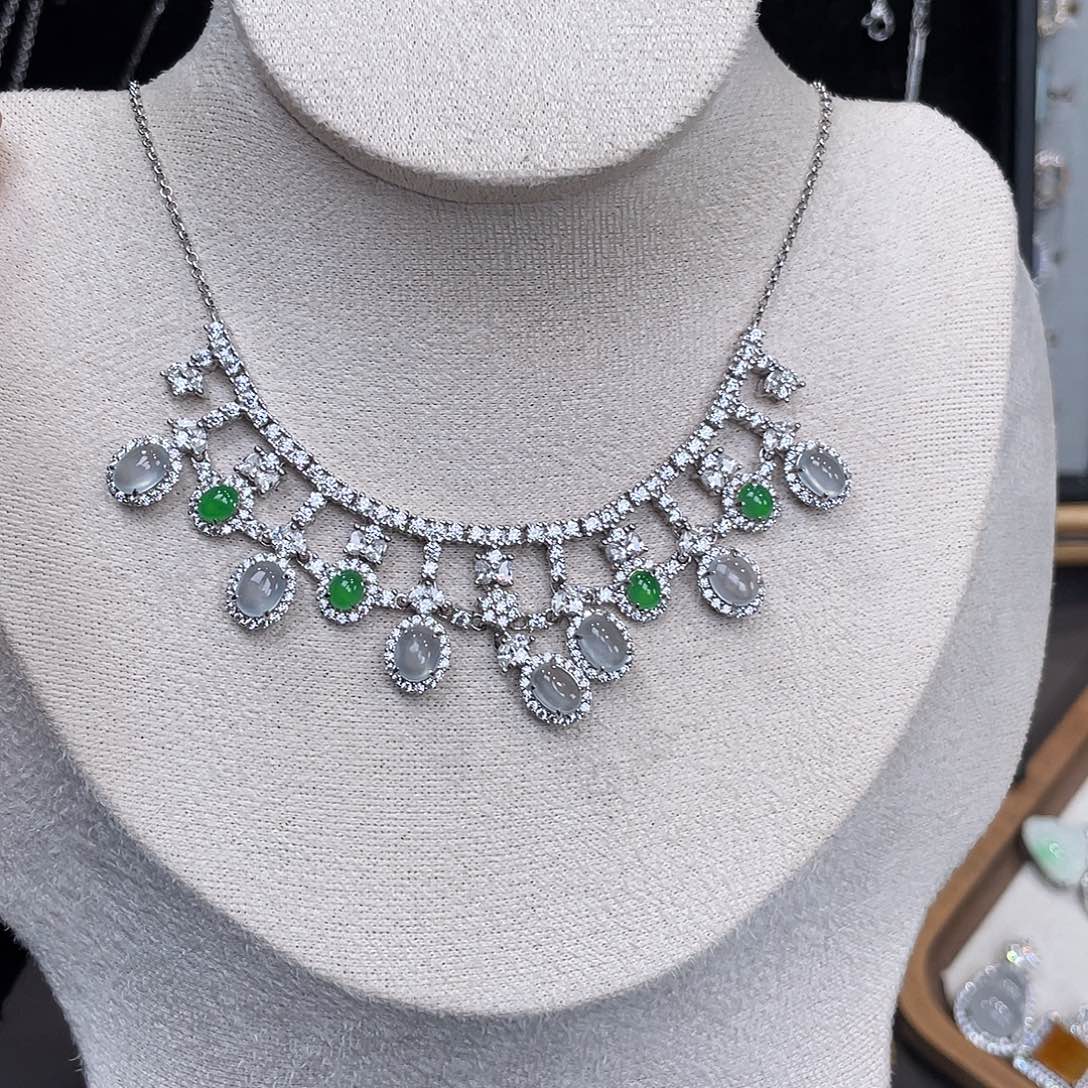 翡翠银S925镶嵌颈饰