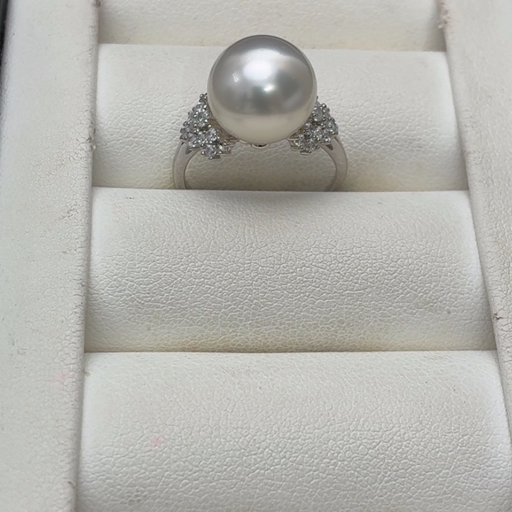 戒指银S925镶嵌海水珍珠