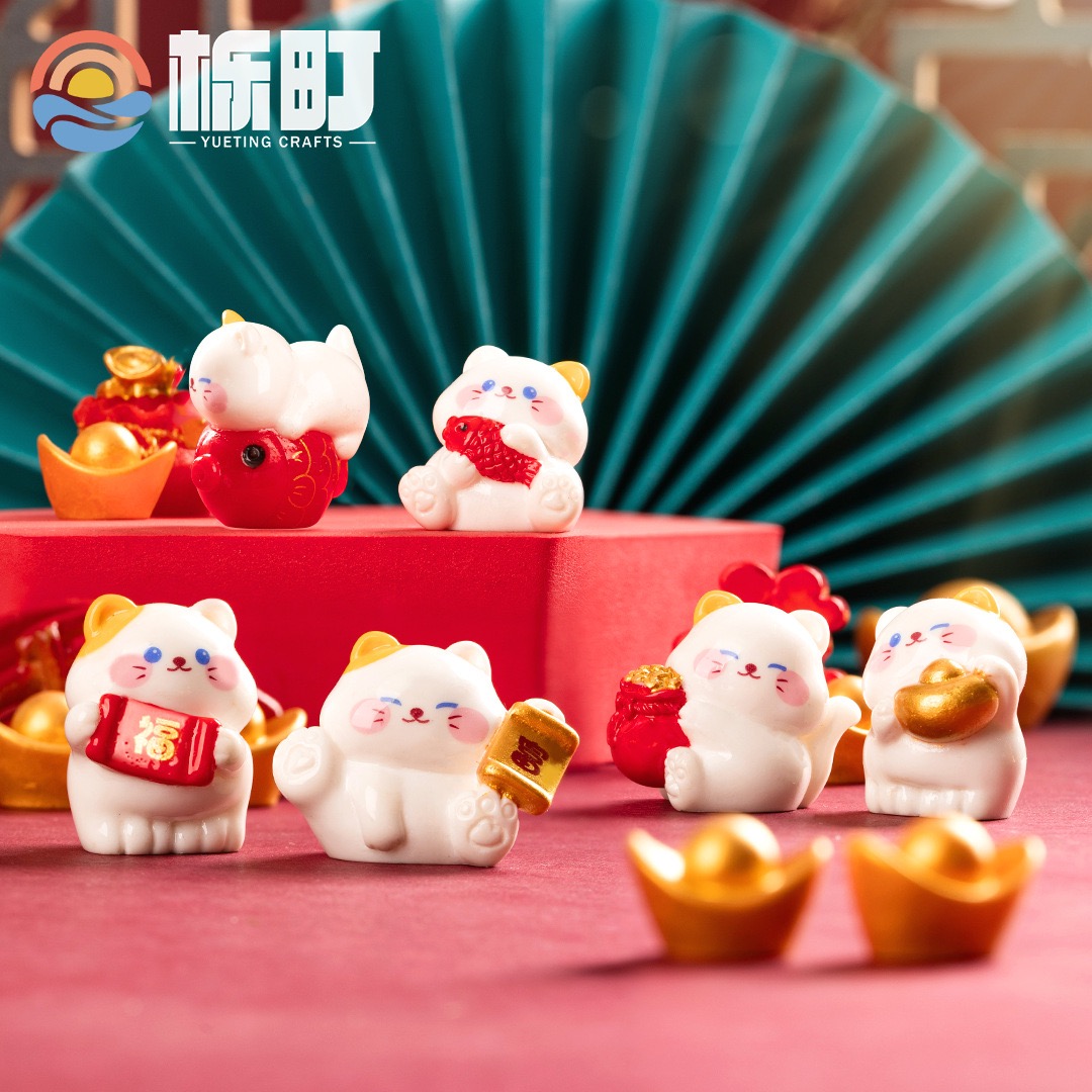 【双许愿+对对碰】可爱招财猫微景观树脂工艺品汽车摆件家居装饰