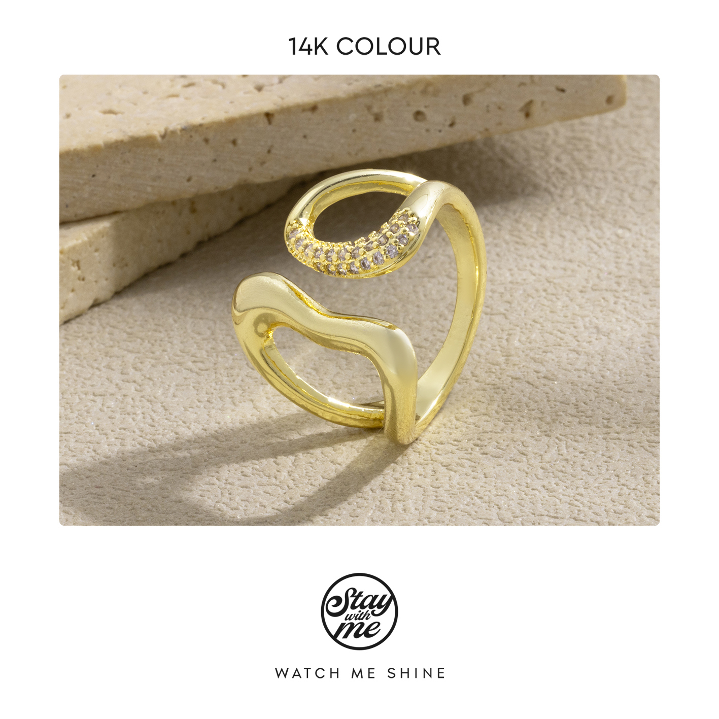 STAY WITH ME 铜合金合成锆石戒指 小众设计k0512戒指
