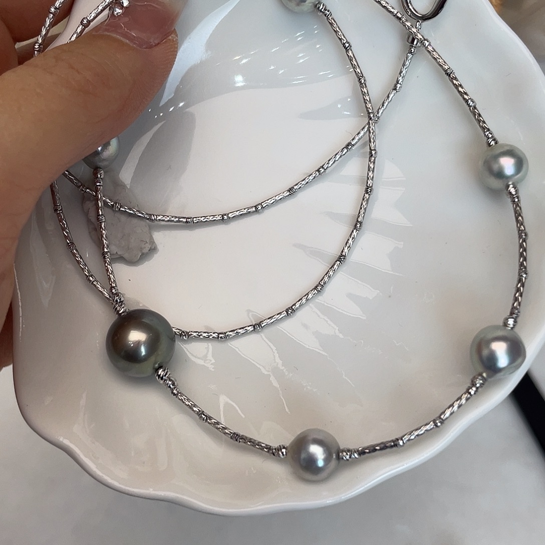 海水珍珠套链银S925镶嵌