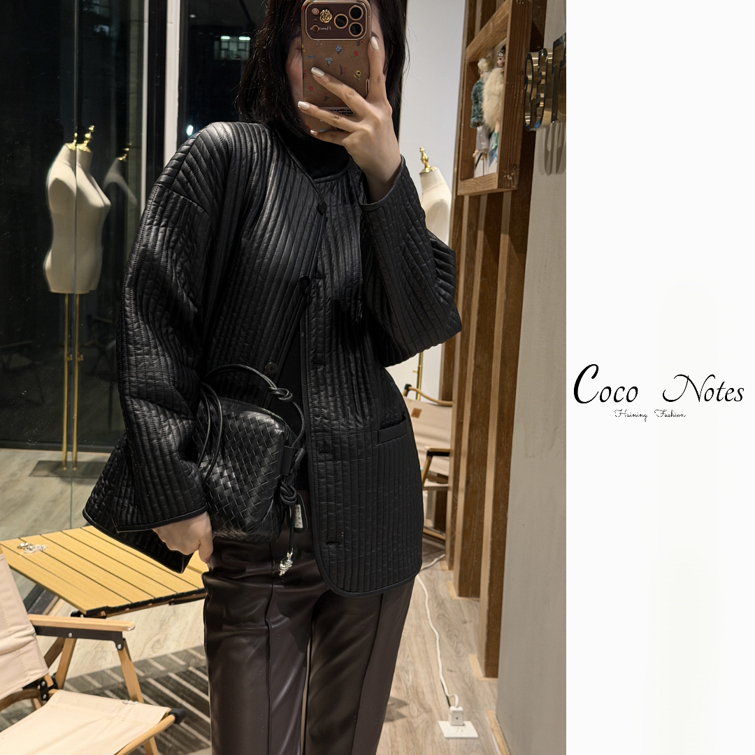 COCO NOTES TQ5658绵羊皮打格两穿时尚皮衣外套