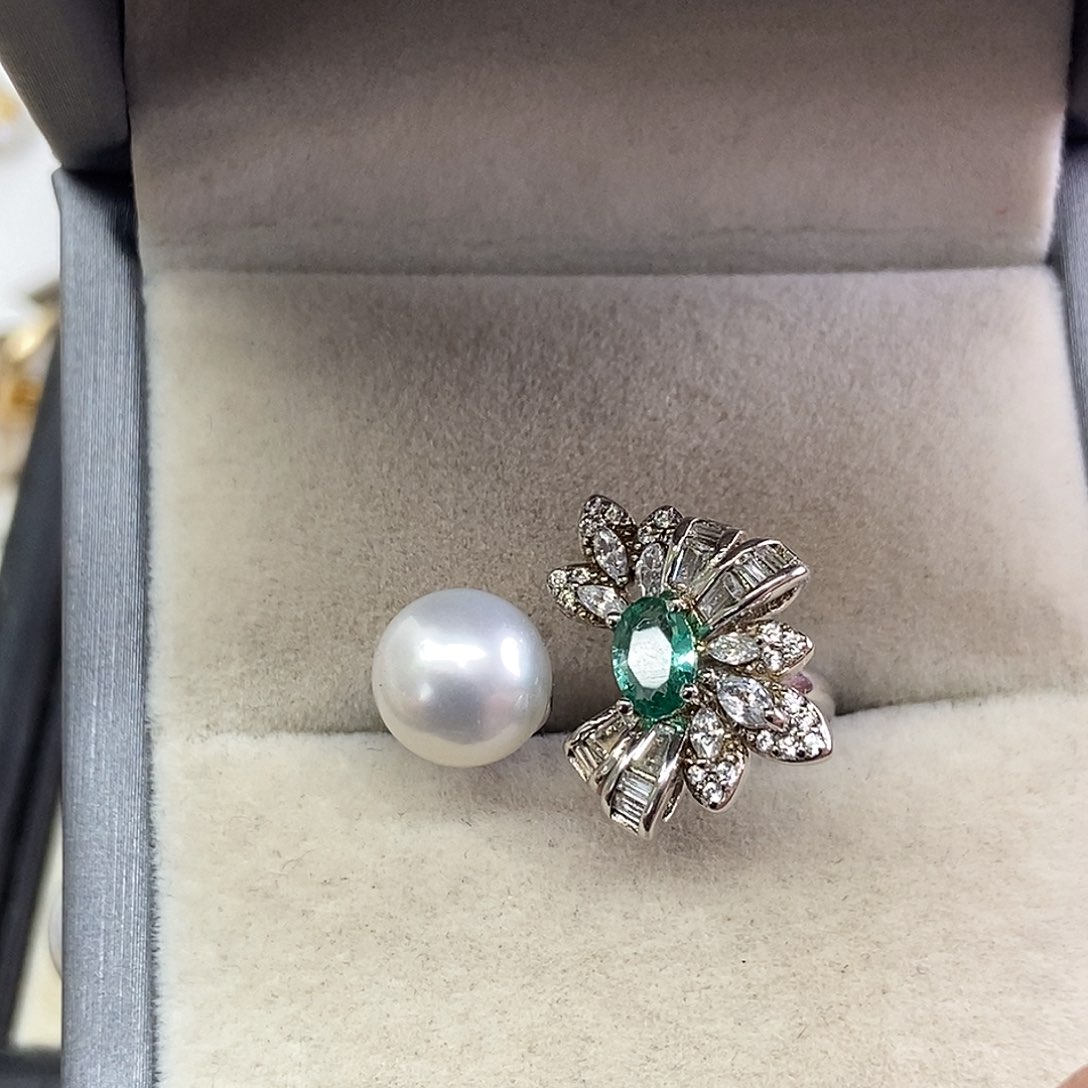 海水珍珠戒指银S925镶嵌