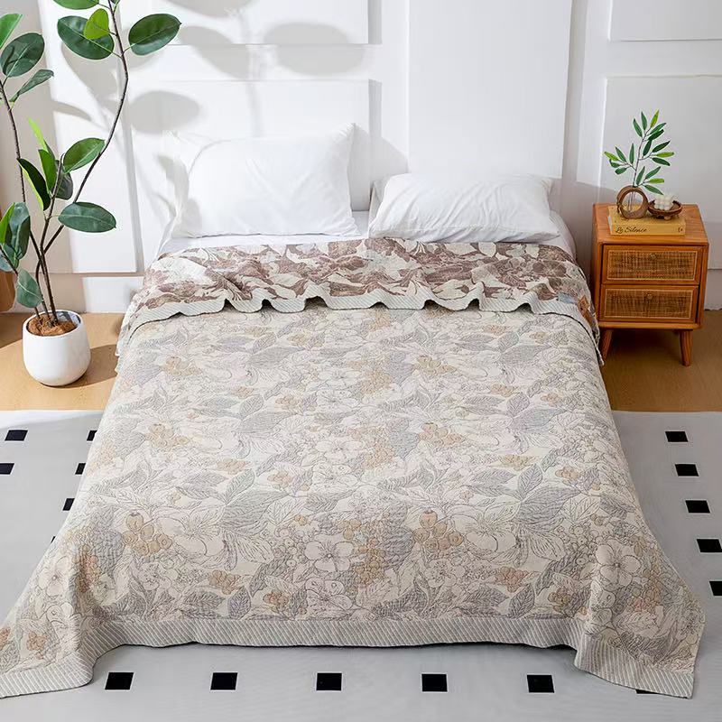 M【风月】230*250cm罗布麻精梳纱布四季通用加大床盖亲肤透气可机洗