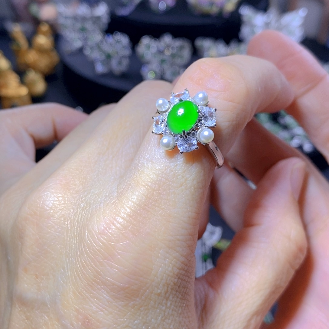 翡翠银S925镶嵌颈饰天然翡翠