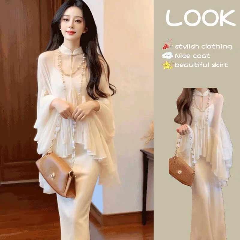 小白家高端精致气质新中式套装超仙时尚上衣吊带连衣裙女装595