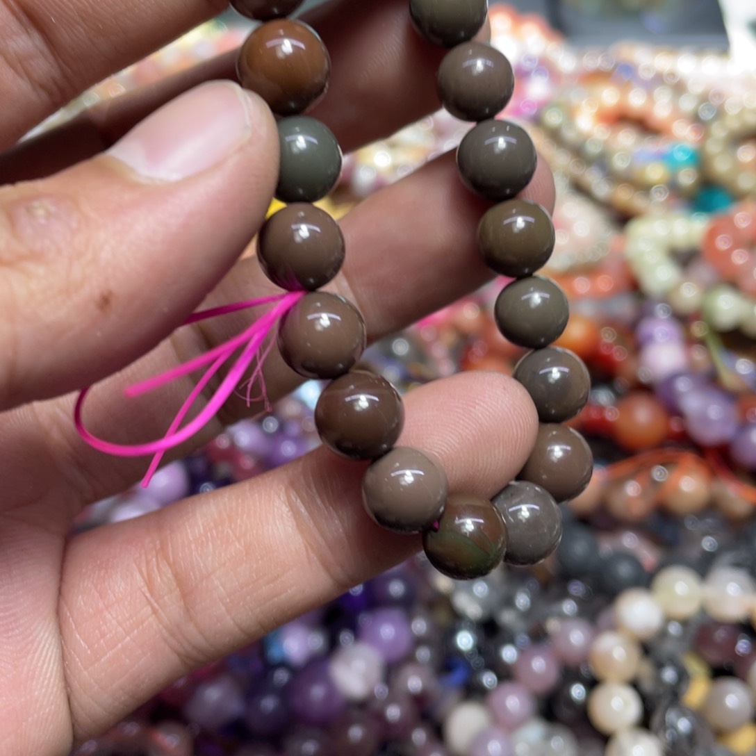 烟晶手链银S800镀金镶嵌