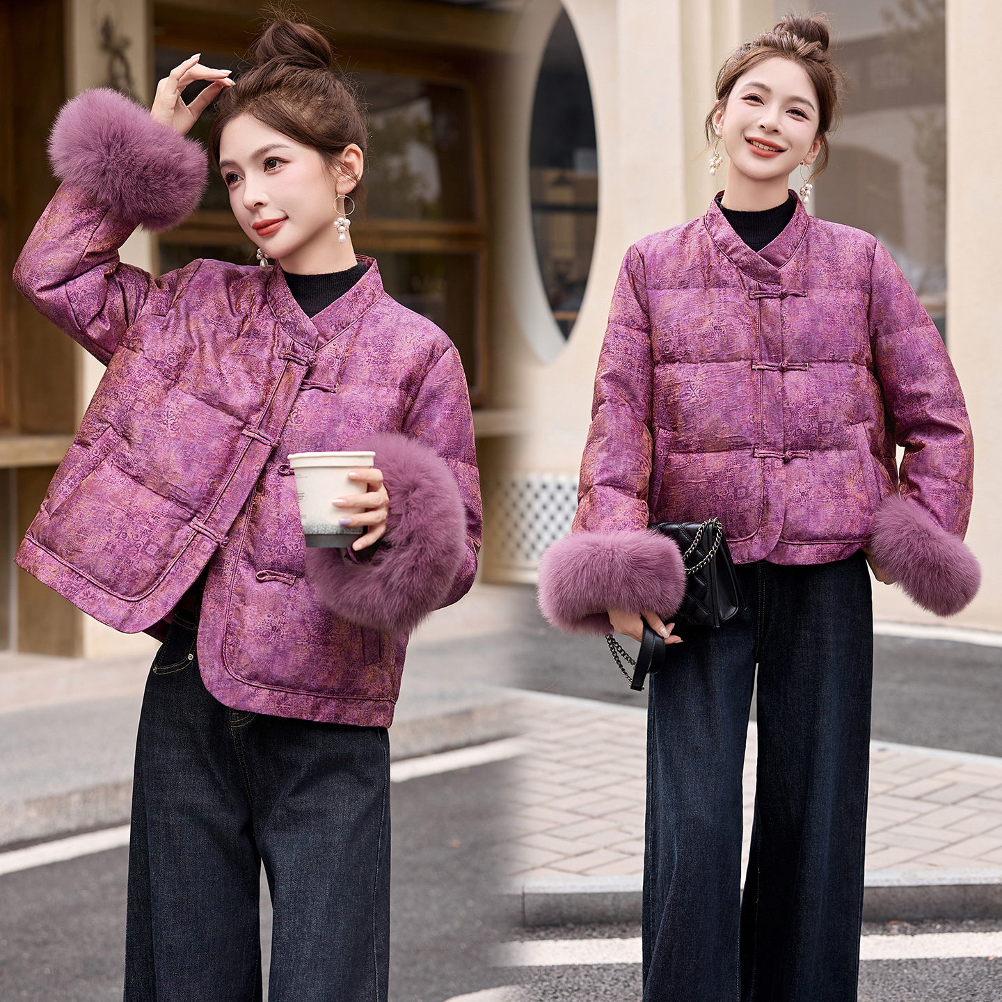 新中式短款上衣白鸭绒民族风小个子2025冬季新款时尚轻薄羽绒服