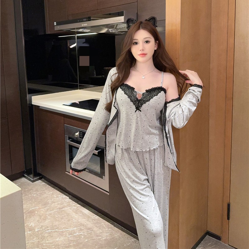 春秋季波点莫代尔舒适长袖长裤秋冬睡衣家居服女款爆款2025新款