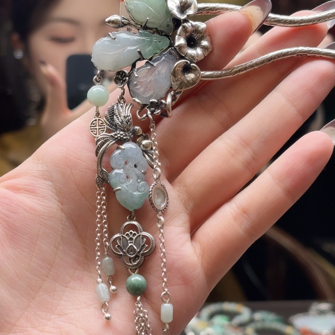 翡翠银S925镶嵌挂件