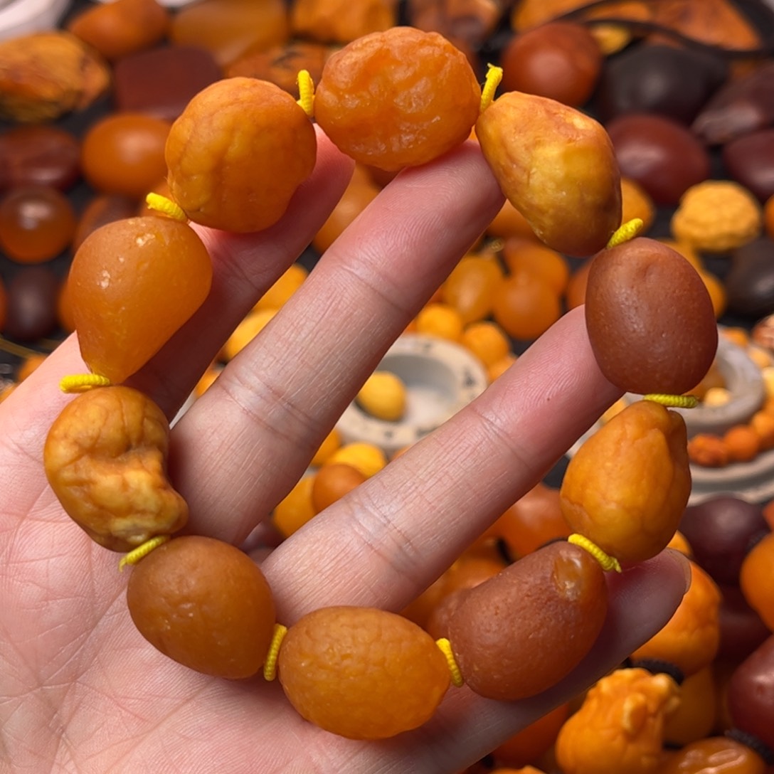 琥珀裸石未镶嵌天然蜜蜡手串