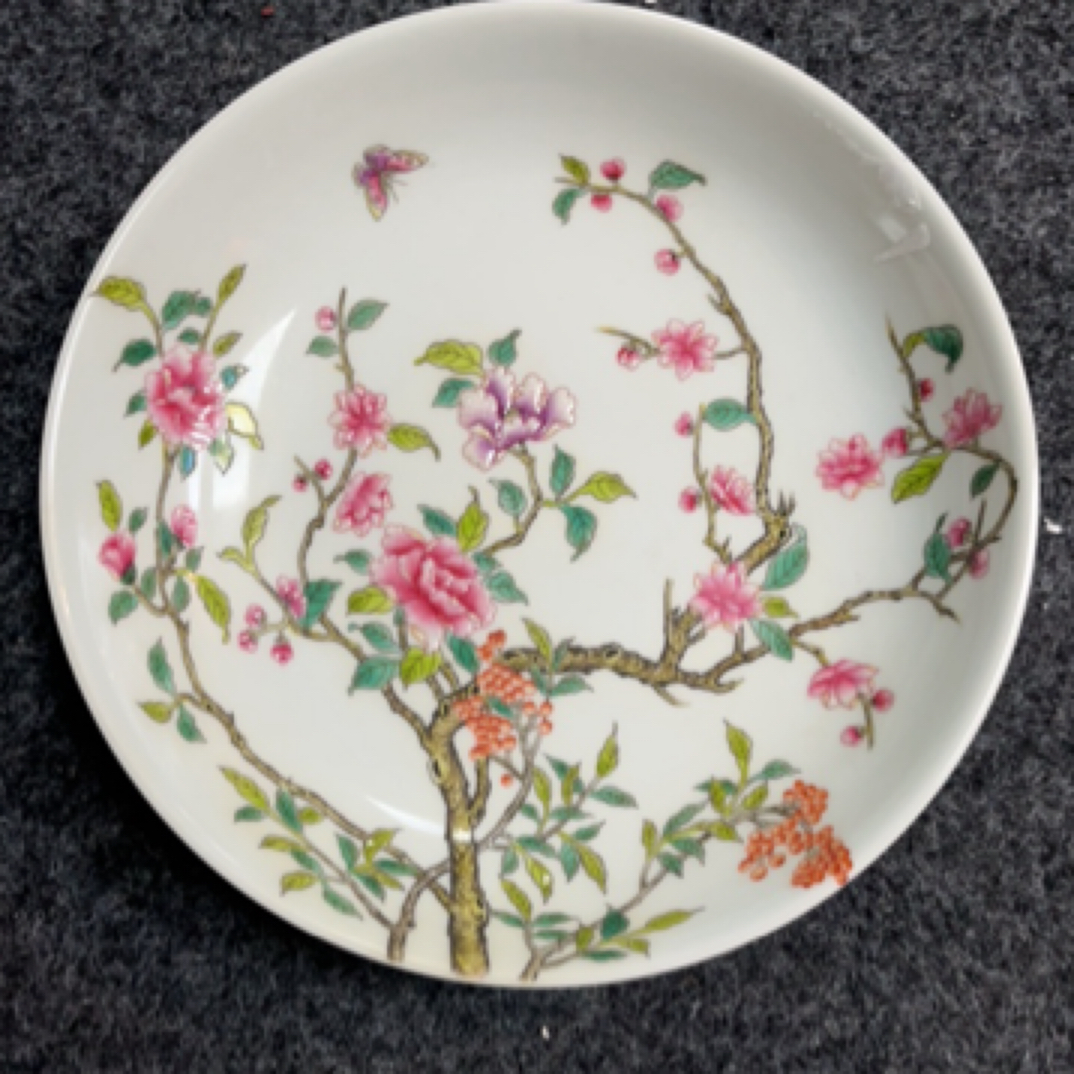 蝴蝶牡丹花赏盘手绘