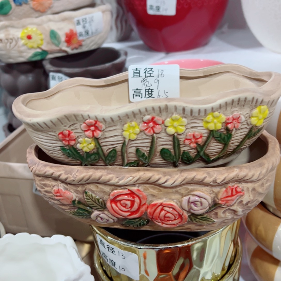 有孔，陶瓷花盆满10米包邮发货