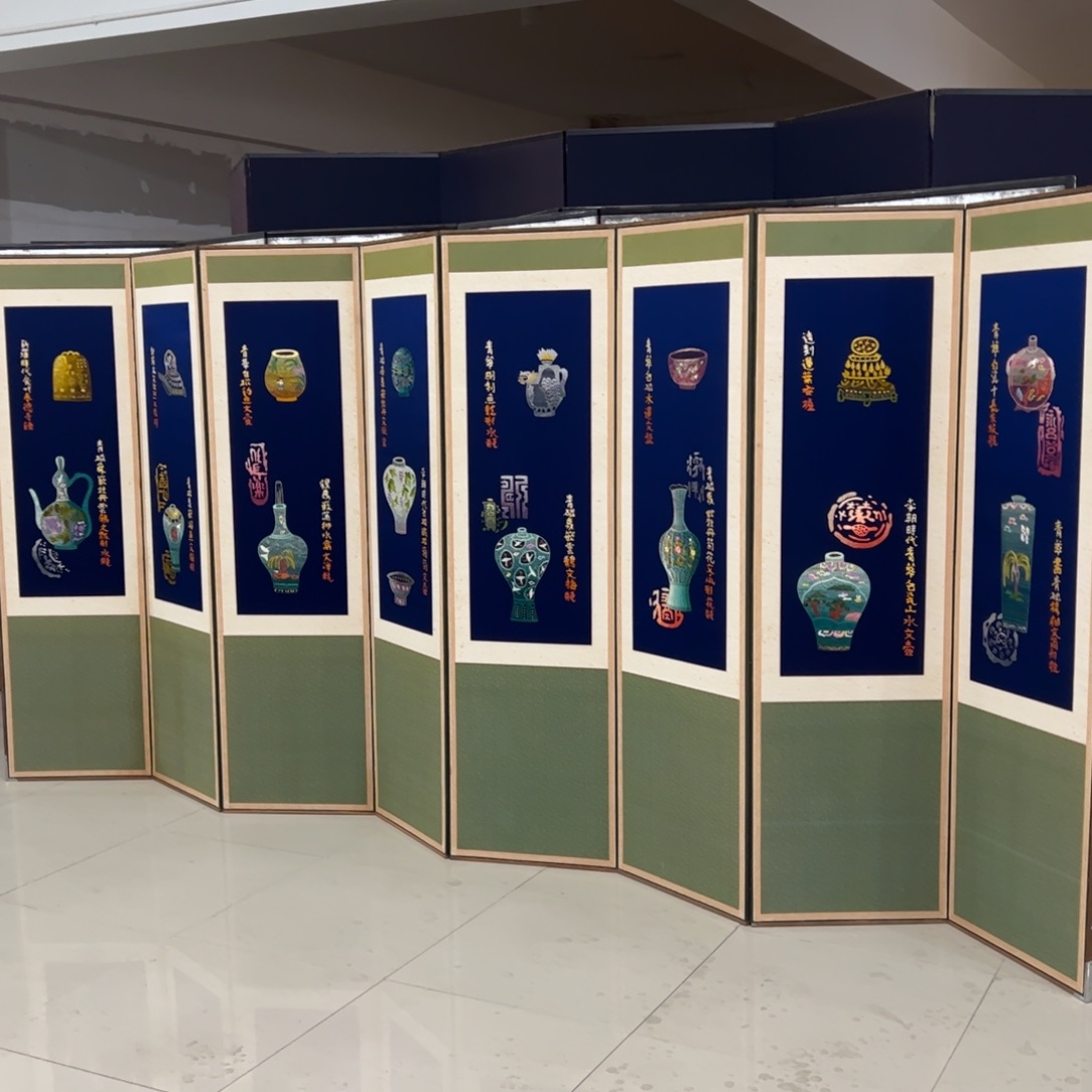 绘画屏风框画茶空间设计