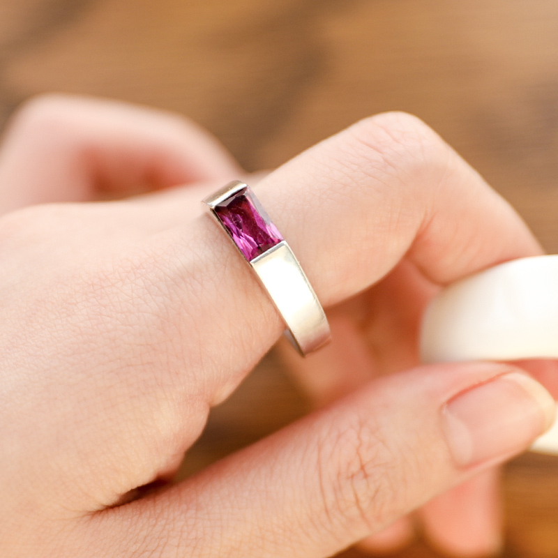 简约气质韩系小众低调镁铝石榴石S925银戒指天然彩宝戒指戒圈