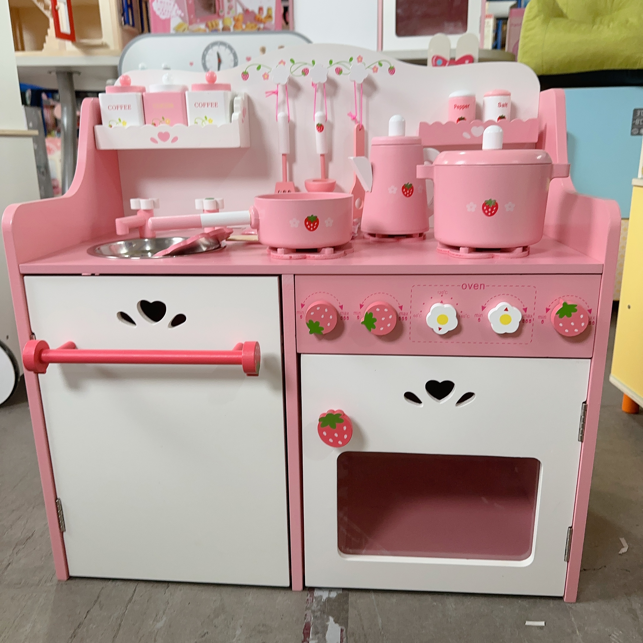 儿童过家家厨房玩具木质烧烤工具台娃娃家做饭仿真厨具女孩3-6岁