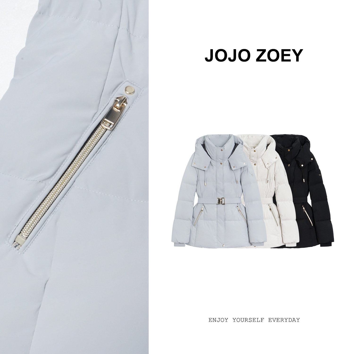 JOJO ZOEY【冰岛之恋】~新款收腰连帽中长90鸭绒羽绒服yrf-4488