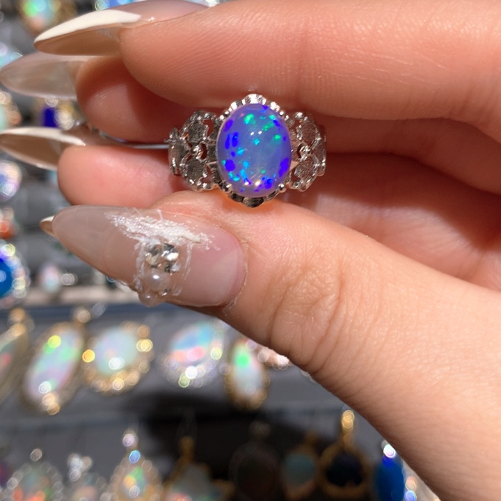 欧泊福利戒指w银S925镶嵌