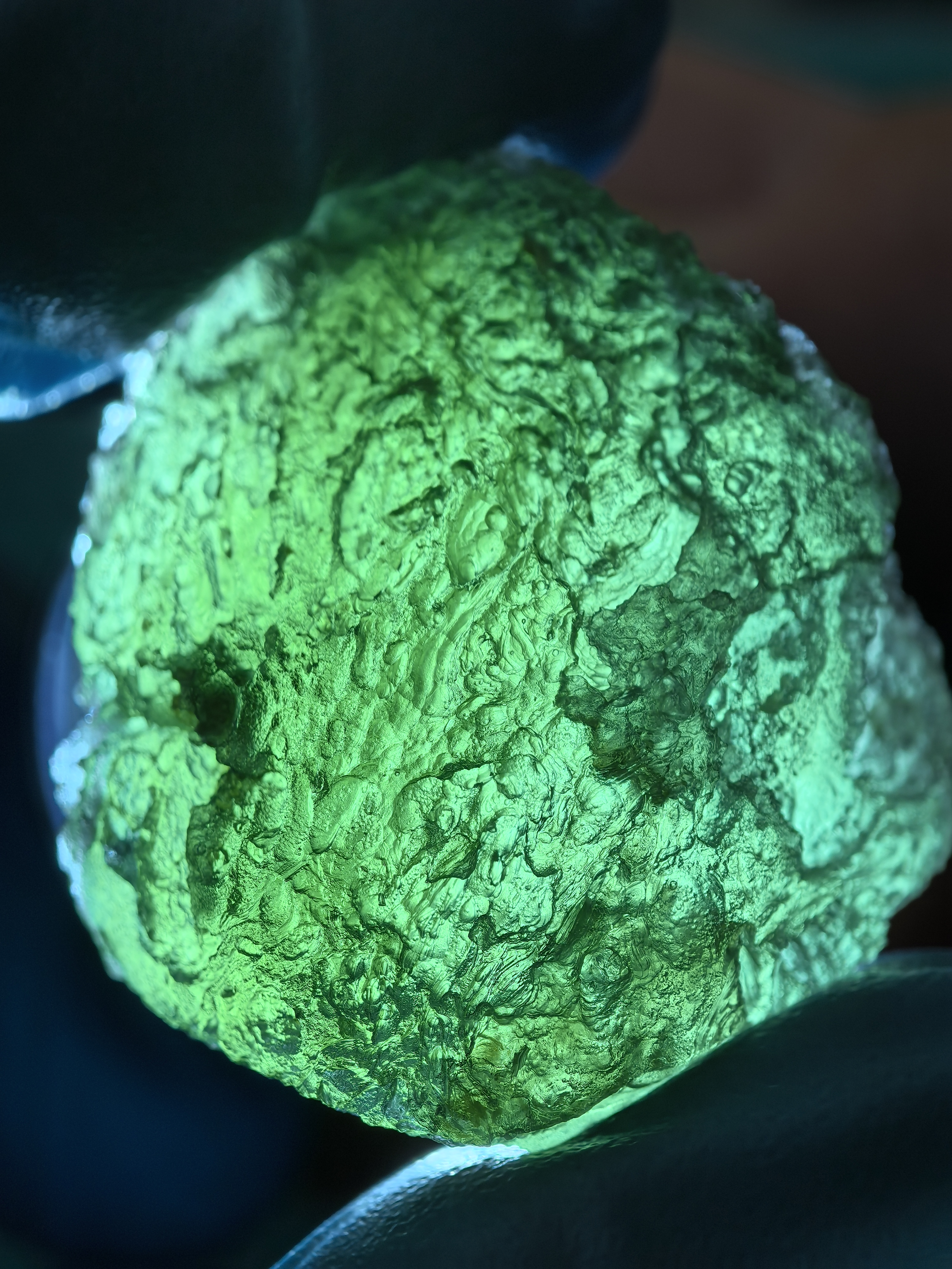 捷克玻璃陨13.893克原石蓝绿宝石绿 moldavite天然真品保真