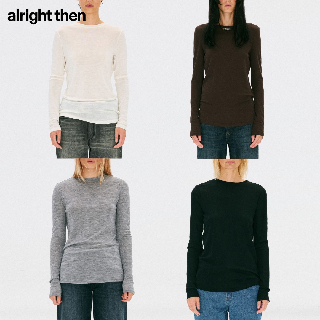 alright then舒适亲肤绵羊毛圆领长袖堆堆T恤