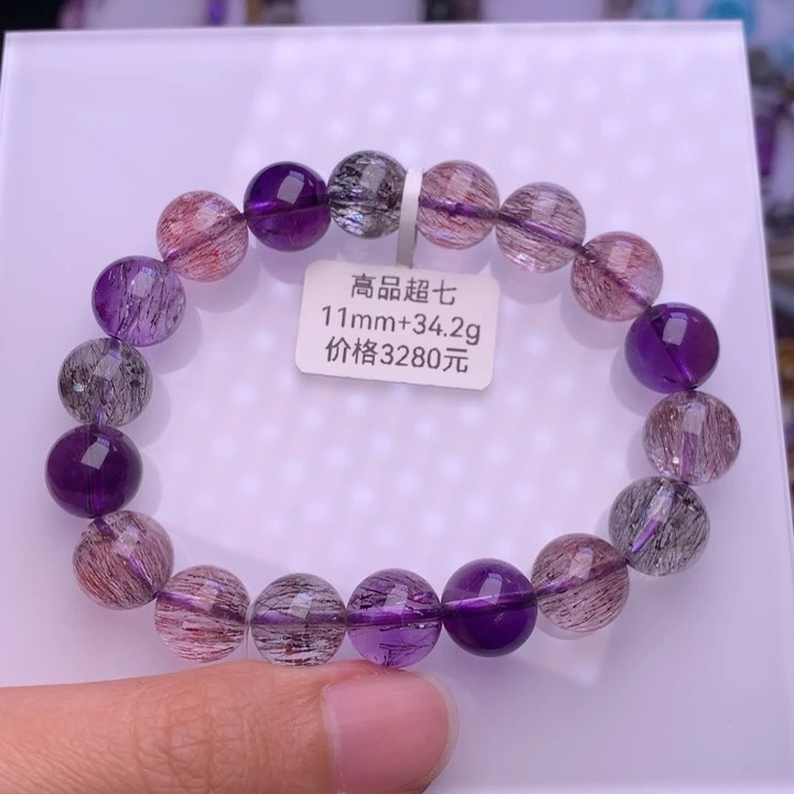 高品质超七水晶11mm+手串满发顺发仙女超七水晶