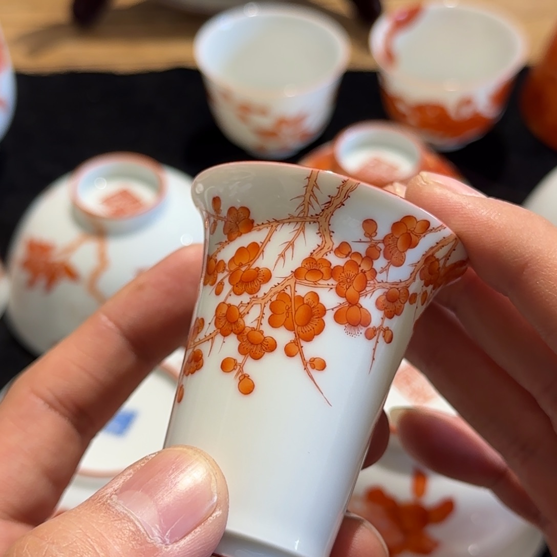 杯姝苓阁矾红梅花闻香杯