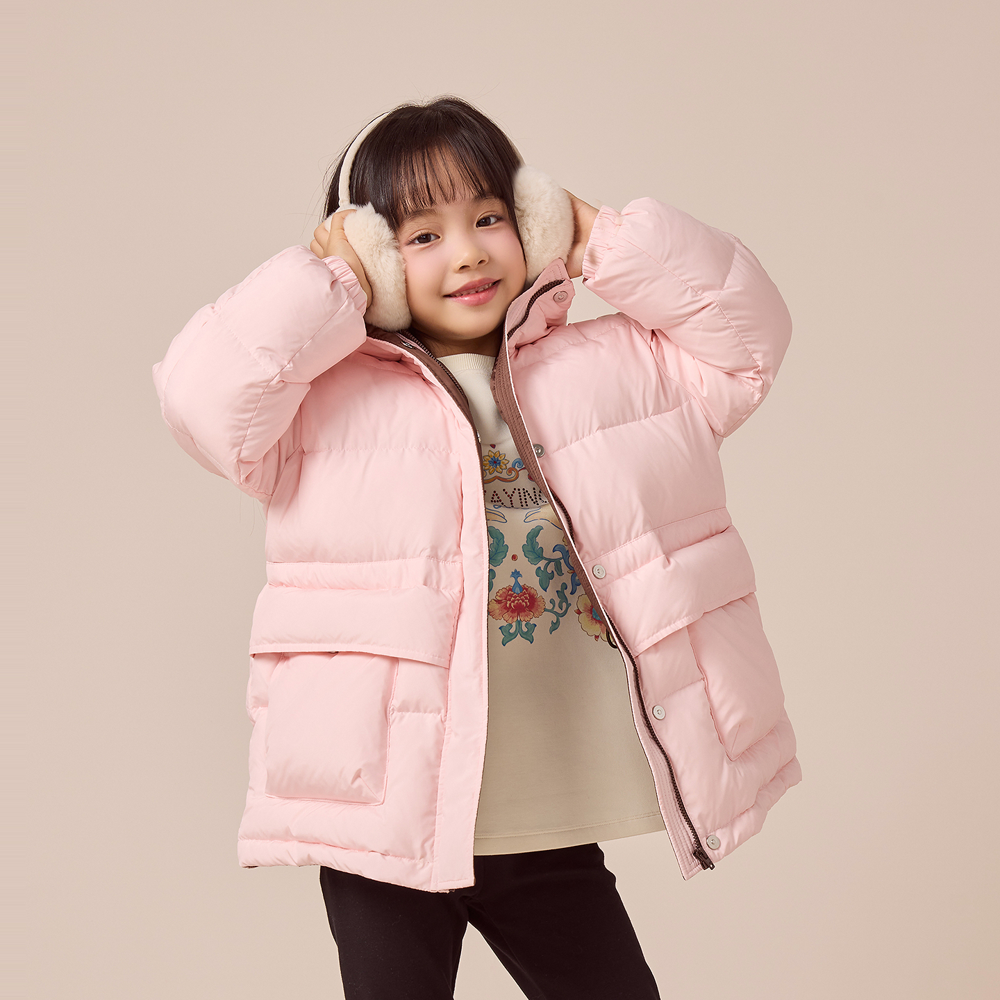 [商场同款]EP雅莹童装2025冬女童新款连帽面包服保暖羽绒服