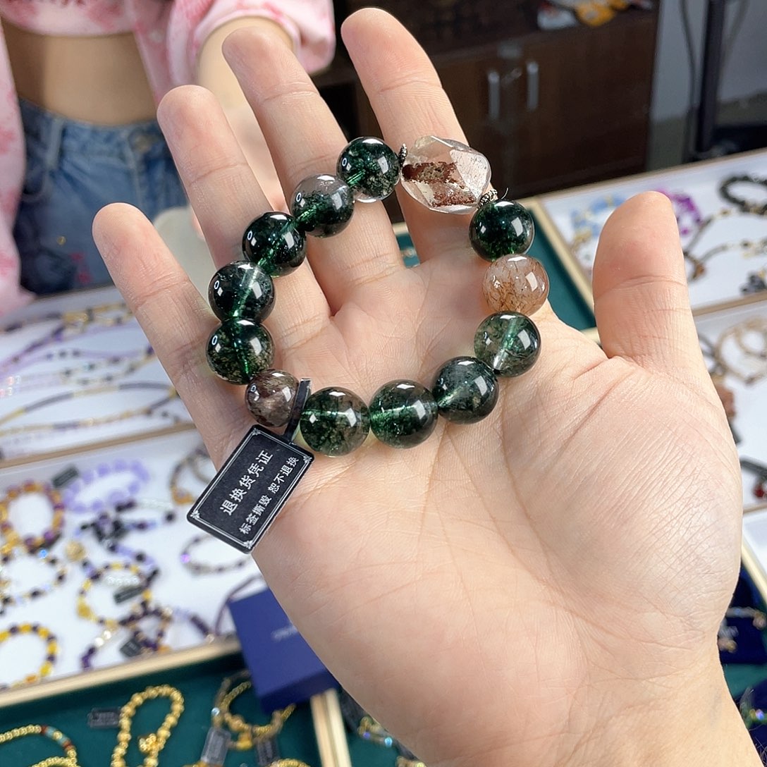 水晶手链银S925镀金镶嵌