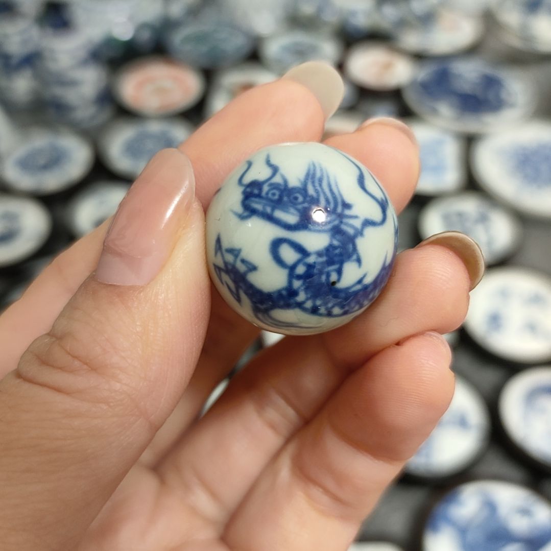 瓷片青花龙珠2.0一个