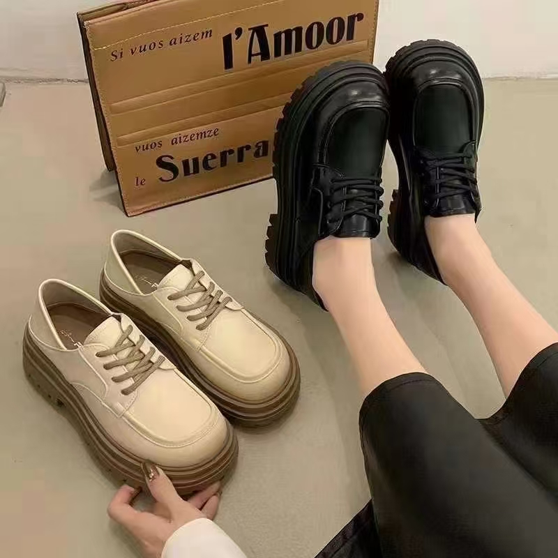 1169乐福鞋小皮鞋板鞋拼接摇摇鞋通勤风日系百搭休闲女鞋松糕