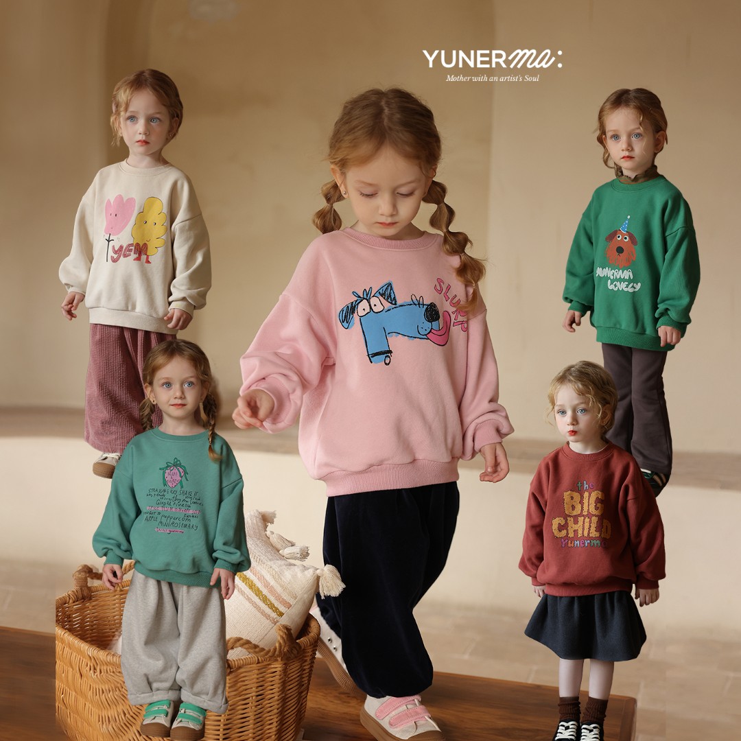 幼儿园宝宝冬季百搭加绒卡通卫衣允儿妈女童秋冬洋气加厚套头上衣