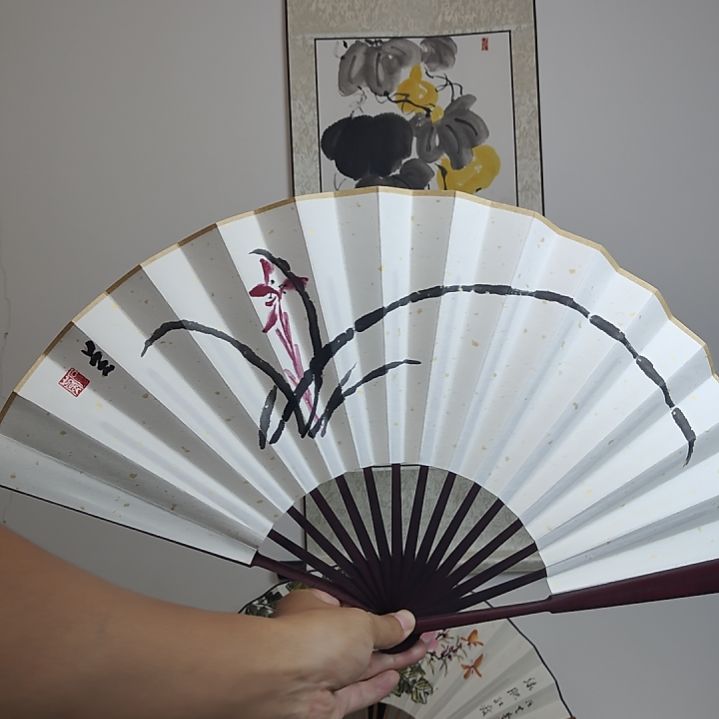 扇子手绘折扇10寸兰花折扇