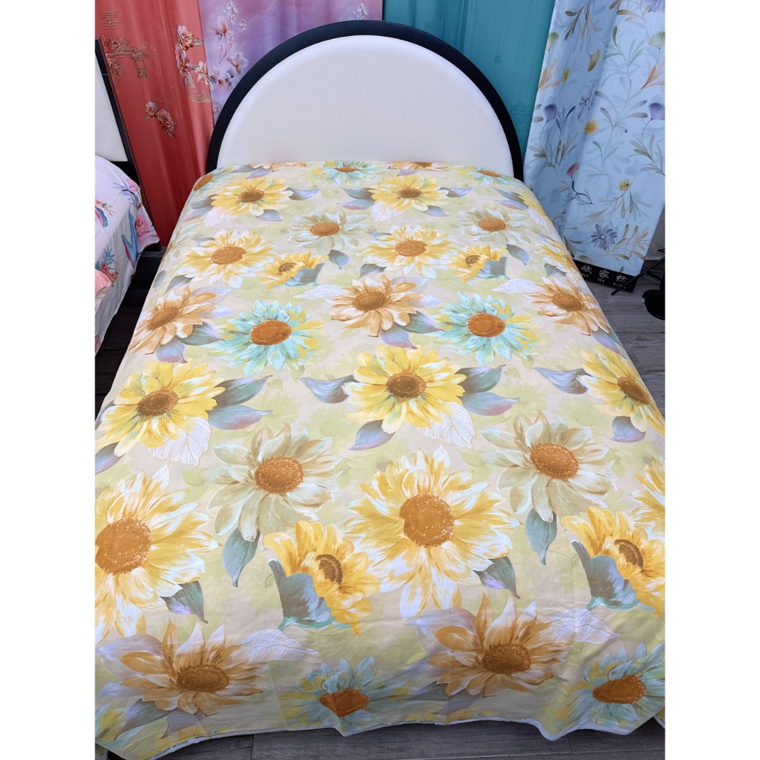 山东老粗布2.3米*2.4米床单三件套 加厚密实贴身透气【向日葵】