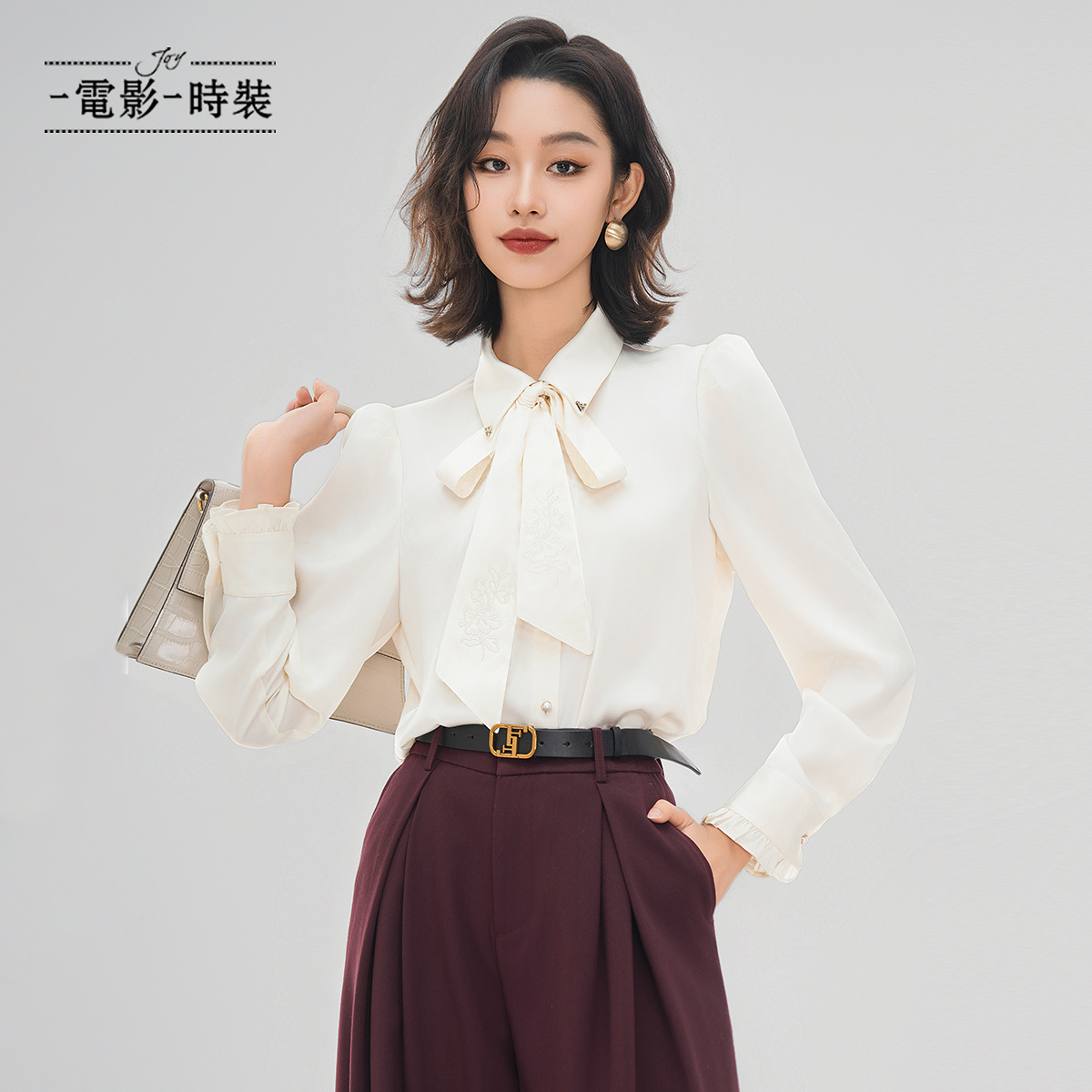 【小余专属】一电影一时装通勤长袖飘带衬衫FGBS811132