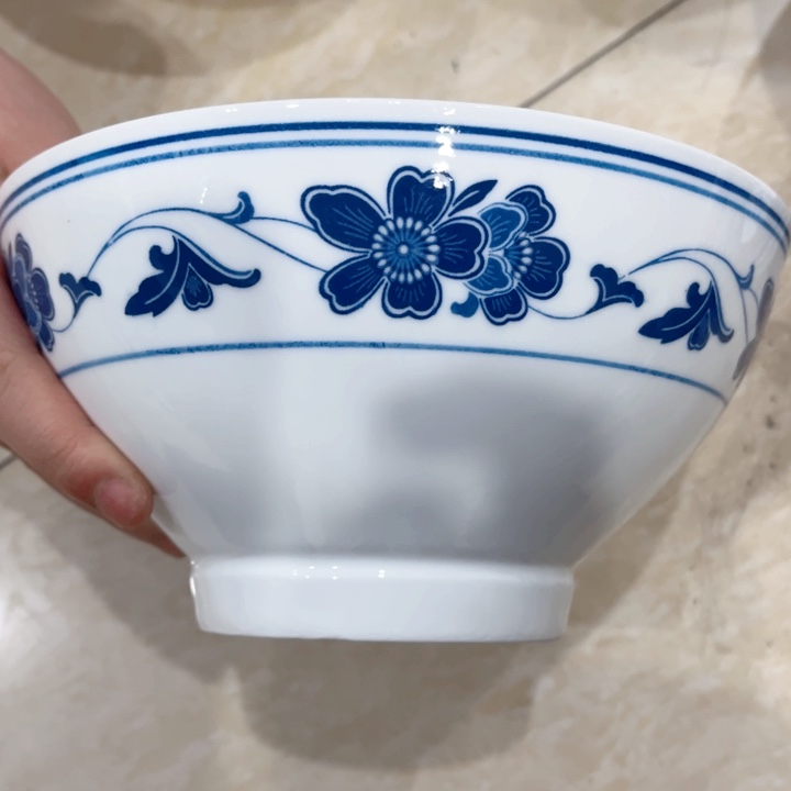 碟釉下彩蓝海棠7寸碗