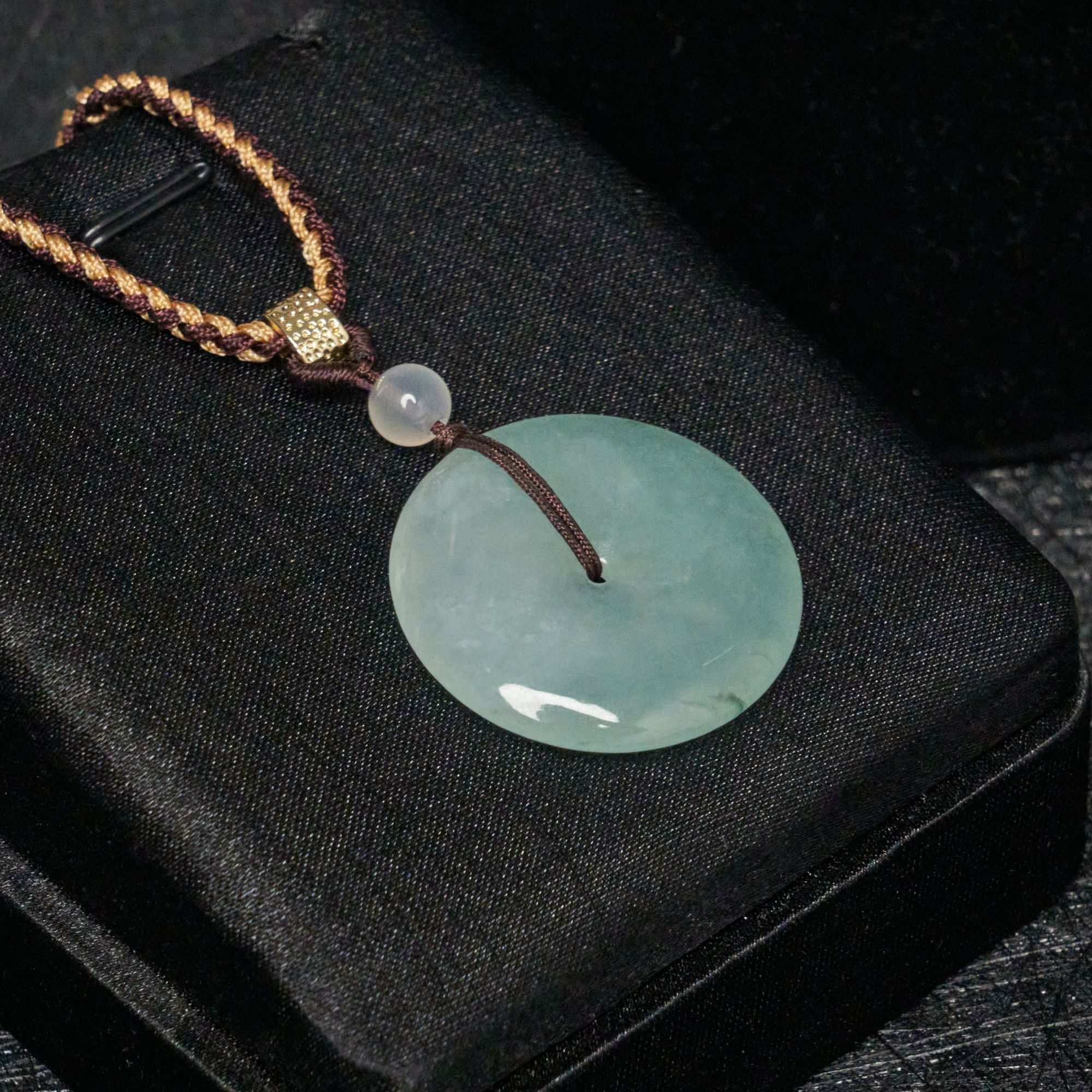 L【玉氏珠宝】翡翠飘花平安扣吊坠约30*6mm 多样性发一 CAN1050260