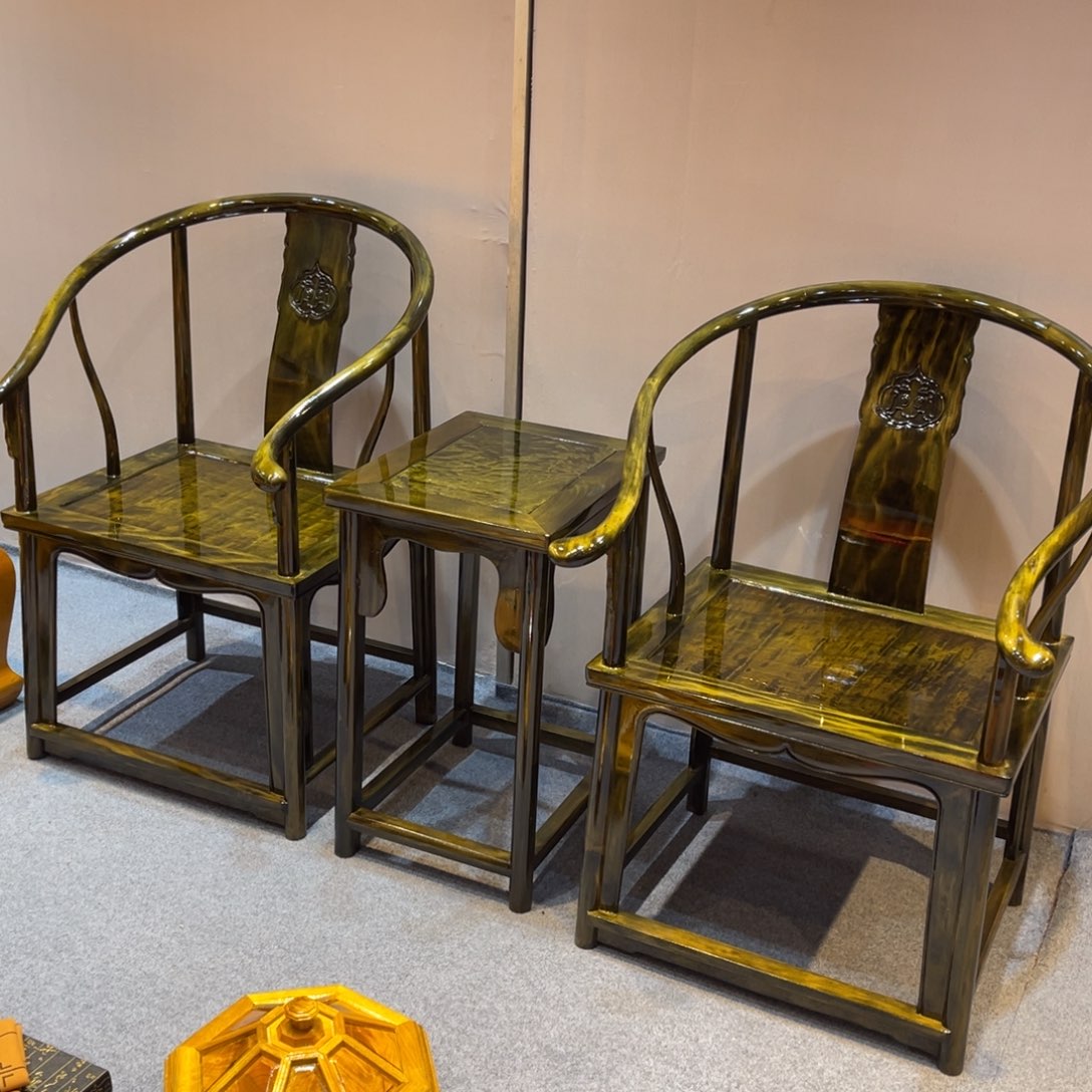 心***凉紫檀木类成套家具，大叶圈椅三件套