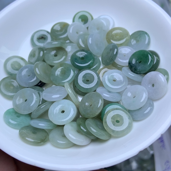 散珠翡翠卡12冰油青平安扣20个