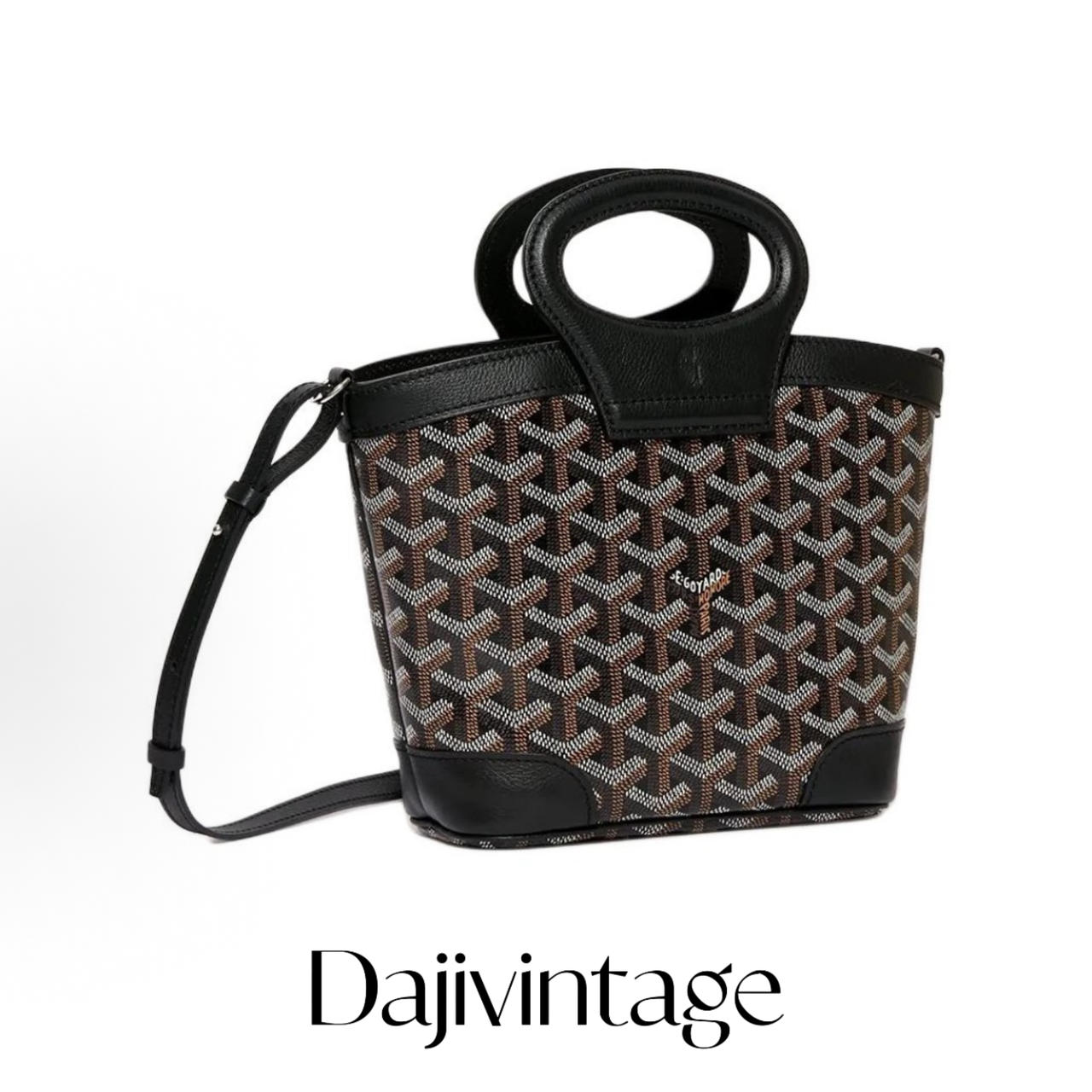 大吉中古/戈雅goyard黑色手柄菜篮子斜挎包