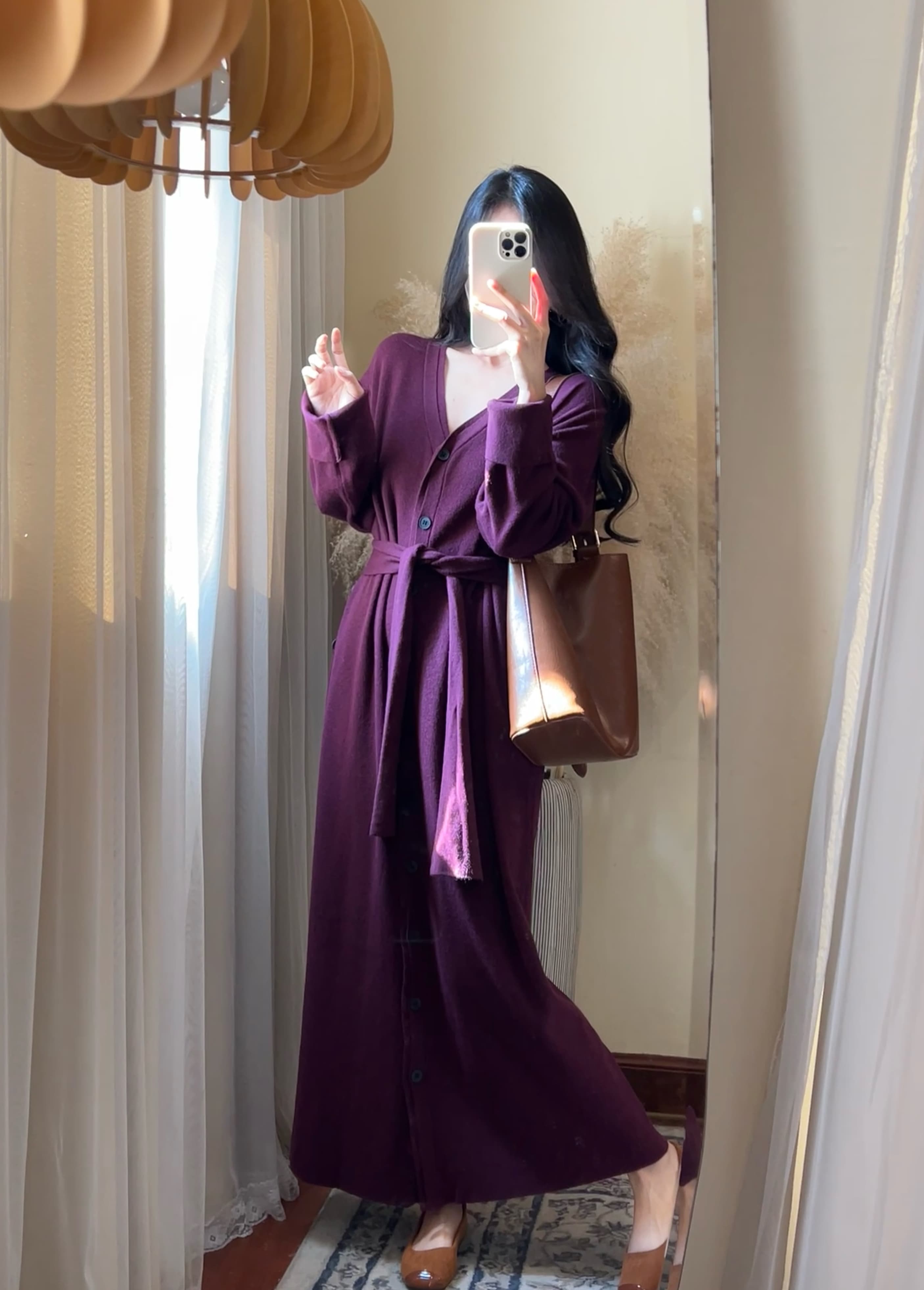 【ROUROU】暮色周末｜温柔慵懒风单排扣针织收腰显瘦松驰连衣群女