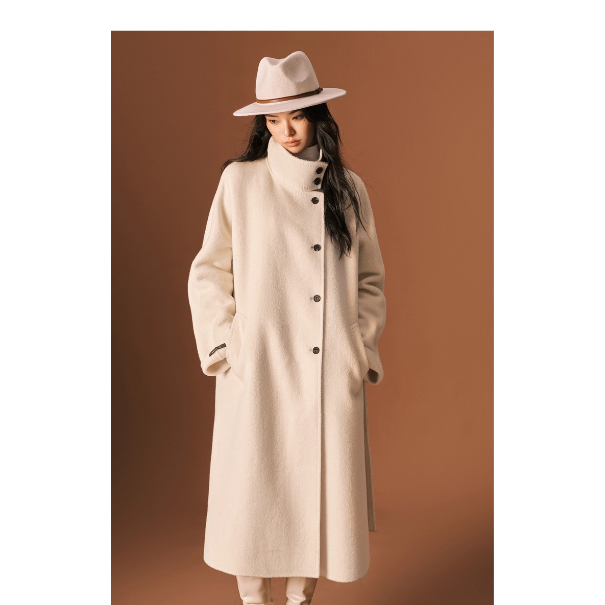 【龙-白色】白色通勤风法式立领大衣