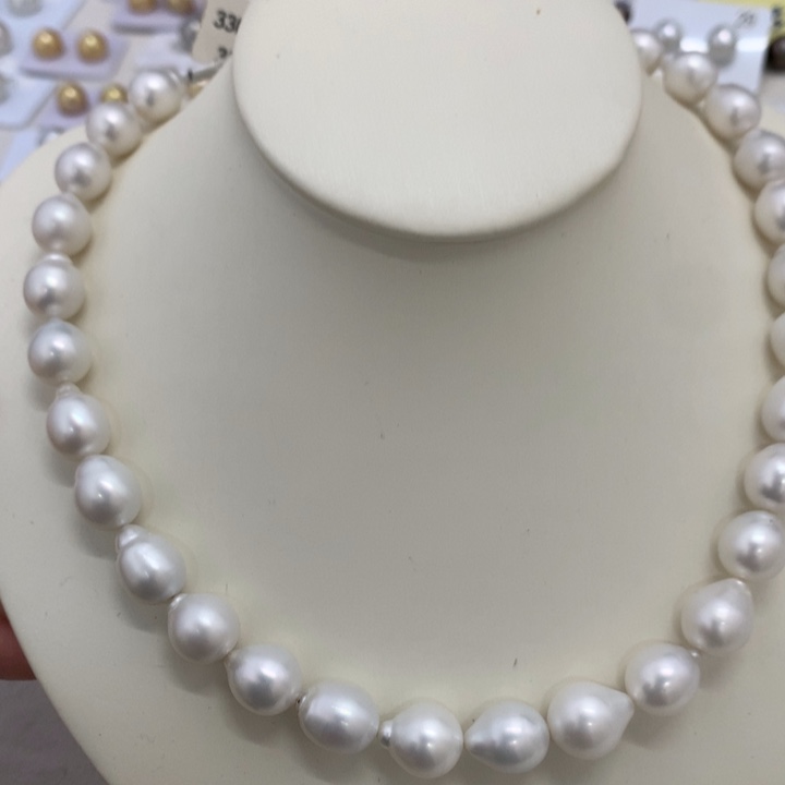 颈饰银S925镶嵌海水珍珠澳白串链10-12.6m共30颗