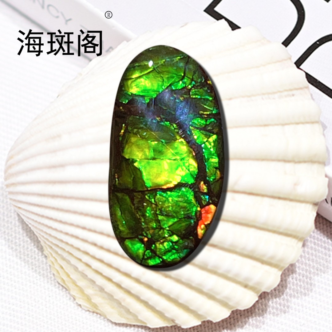 【海斑阁】天然加拿大斑彩宝石有机宝石收藏树脂覆膜裸石DLS-25118