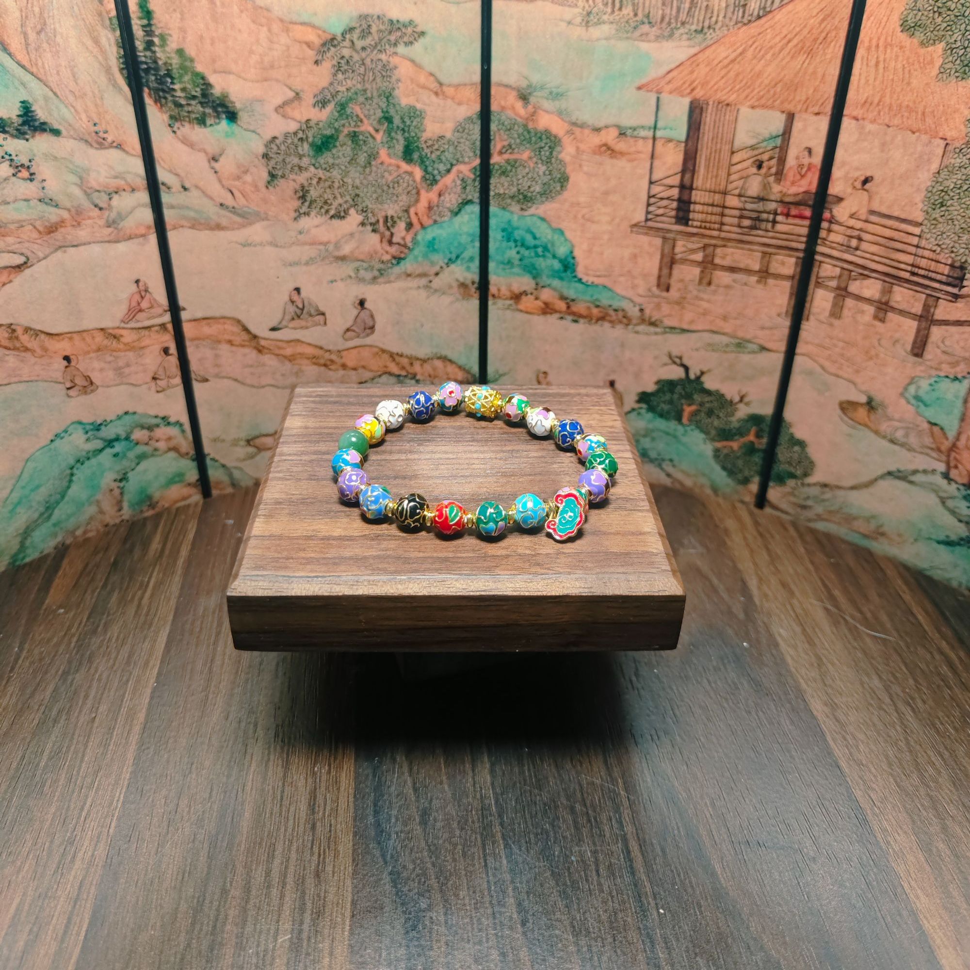 N和田玉多宝掐丝珐琅手串