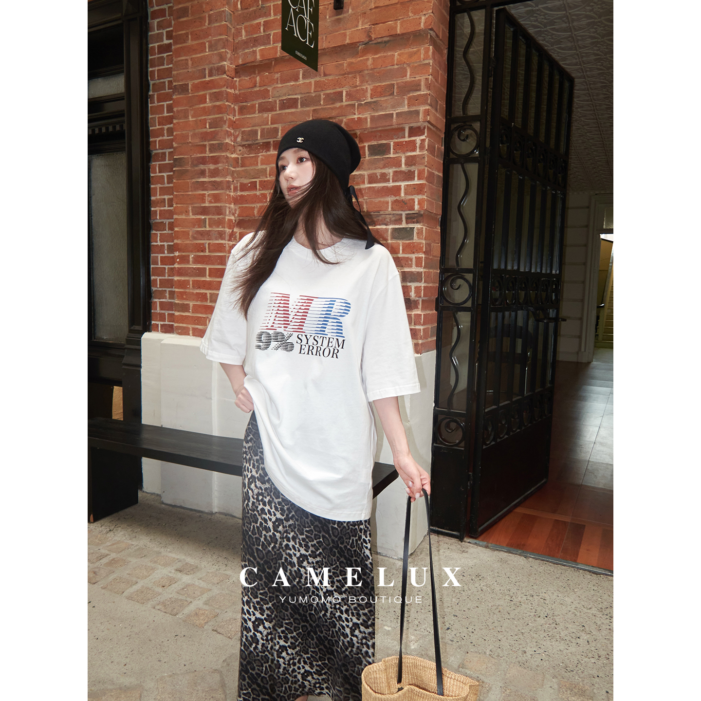 【M】極简通勤字母T 印花4级色牢 宽松圆领短袖T恤上衣 QTA2044